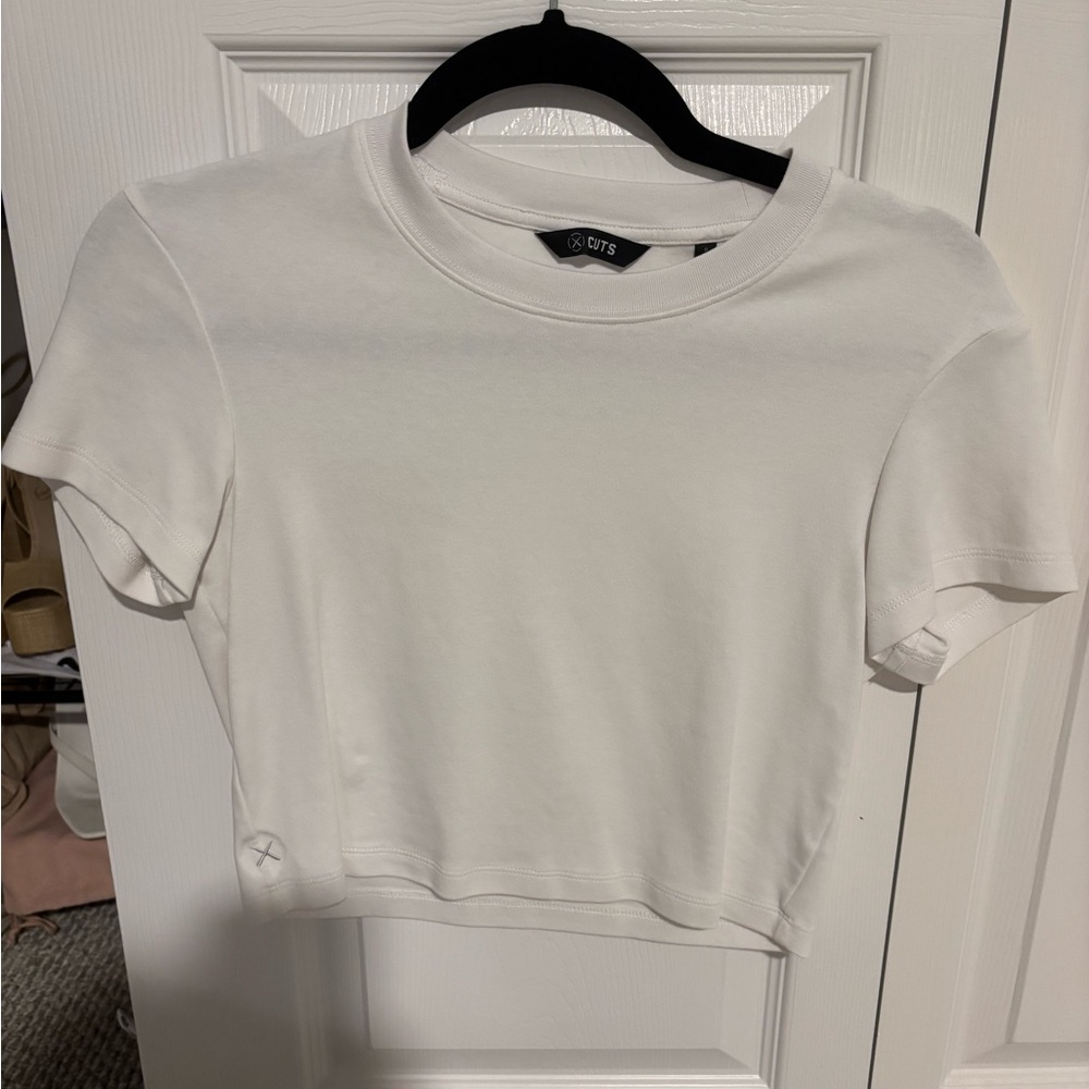 CUTS Cropped White Short Sleeve Tee